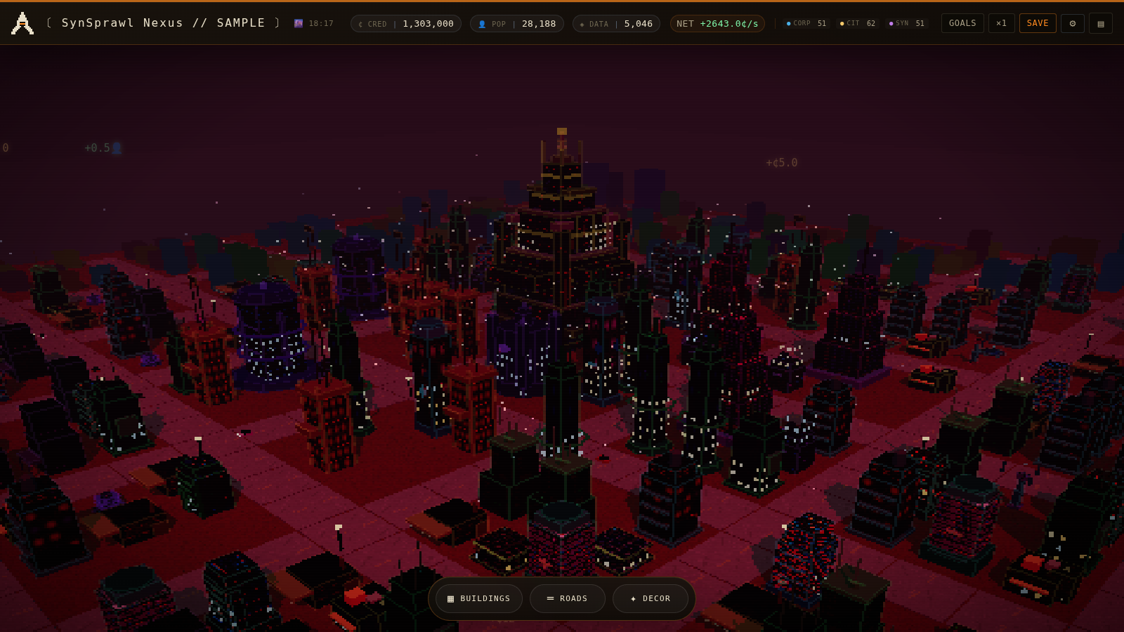 Sample district at dusk