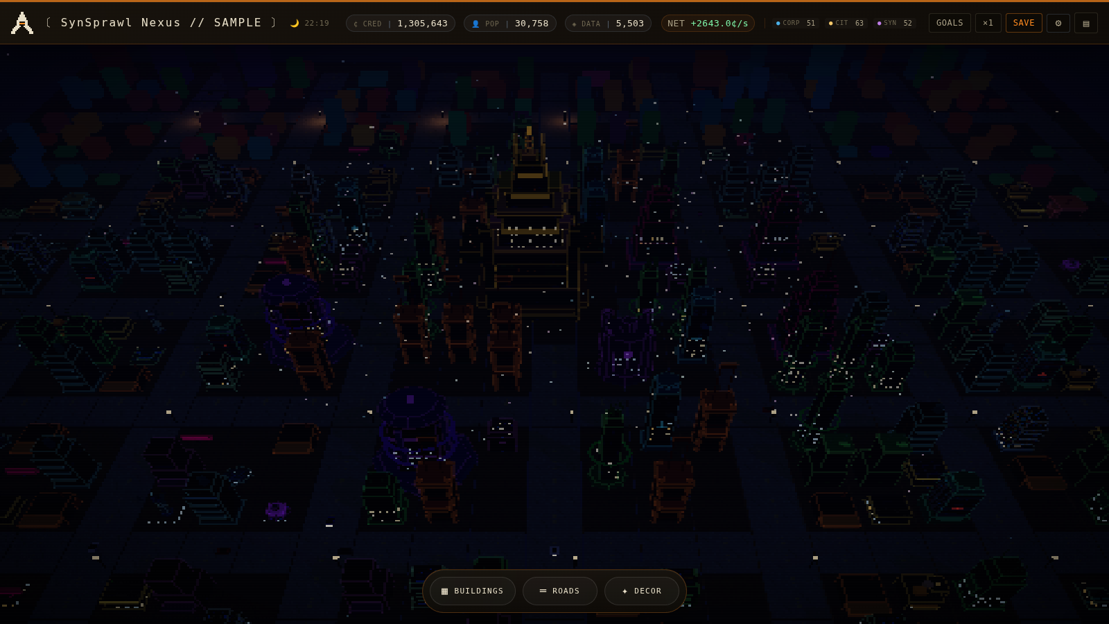 Arcology gameplay — night